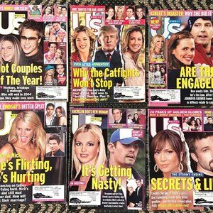 Vintage 2004 Y2K US Weekly Magazines Lot of 6 Celebrity Jen & Brad JLo Britney